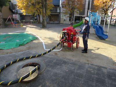 写真:可搬式ポンプ 【消防団の記録】亀島消防団 2024年12月15日