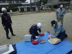 写真:救急訓練の様子です。 【消防団の記録】千成消防団 2024年3月17日