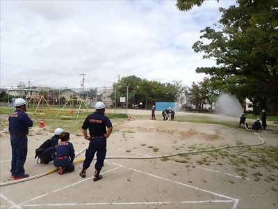 写真:放水訓練 【消防団の記録】千成消防団 2024年9月15日