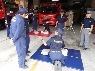 写真:胸骨圧迫指導 【消防団の記録】日吉消防団 2024年9月15日