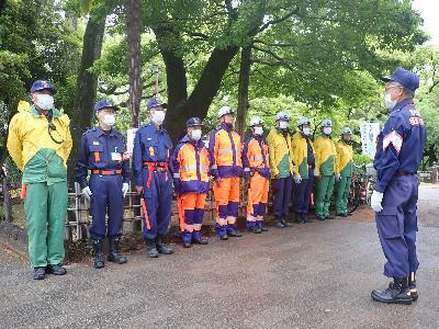 写真:団員整列の様子です 2023年5月13日・14日 中村区消防団連合会