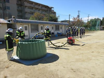写真:吸水の様子です 【消防団の記録】稲西消防団 2023年10月22日