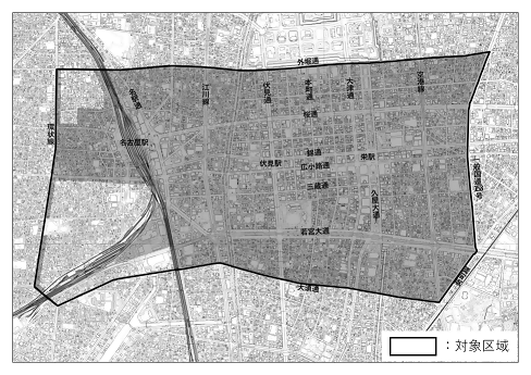 地図:オープンスペースの基準における「都心部」とみなす区域
