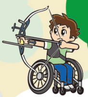イラスト:車いすアーチェリー