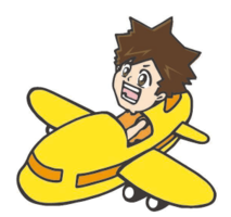 イラスト:飛行機に乗る男の子