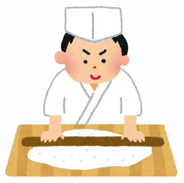 男性のそば打ちイラスト