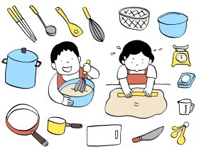 こどもが料理するイラストの挿絵