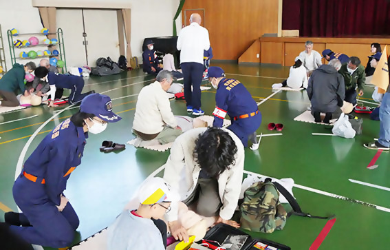 写真:見付学区防災訓練の様子