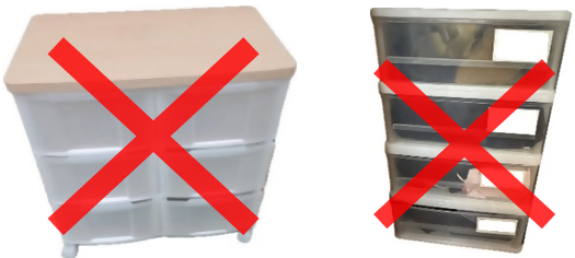 写真:回収できない衣装ケースの例