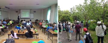 写真：講義と公園内散策の様子