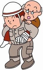 高齢者をおんぶする男性のイラスト