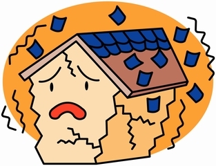 地震時の家イラスト