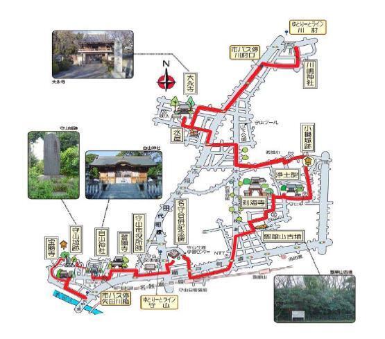 城跡と寺社めぐりの地図