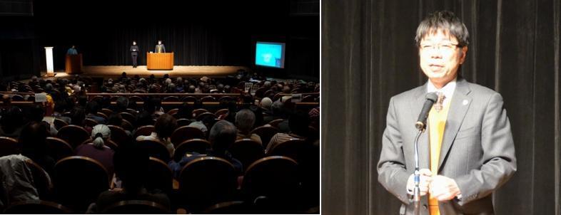 講演会風景と講師肖像写真