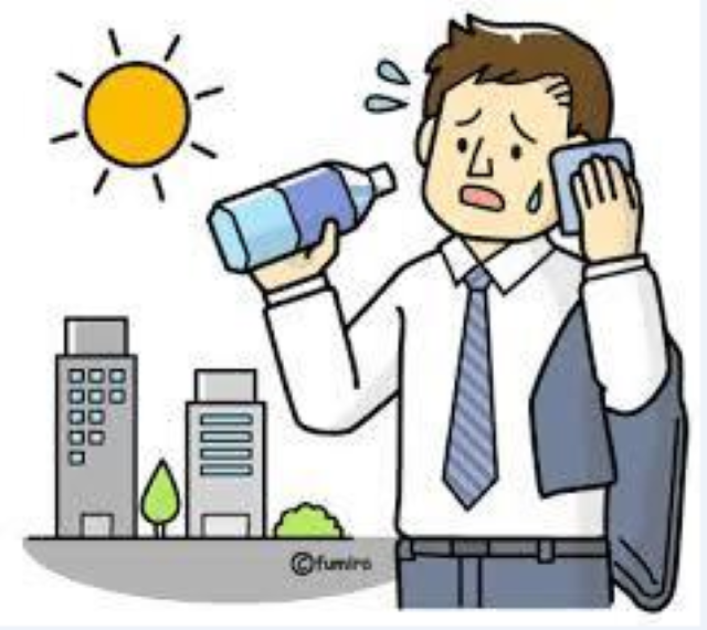 イラスト:汗を拭く男性