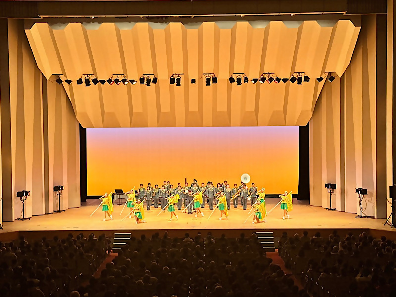 昨年度の定期演奏会にて演奏演技している写真です。