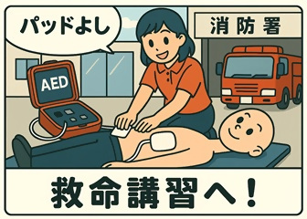 イラスト:救命講習受講の啓発