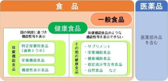 イラスト：健康食品の分類です。