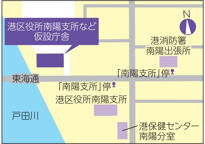 仮設庁舎の地図