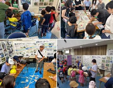 写真：各ブースの様子。来場者が楽しみながら参加している様子。