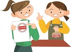 スタンプを押しているイラスト