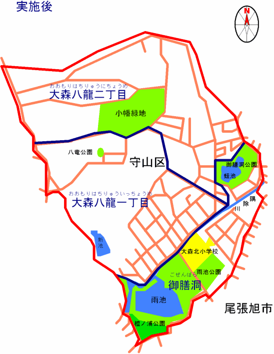 地図:地図:大森北一地区の実施後の図