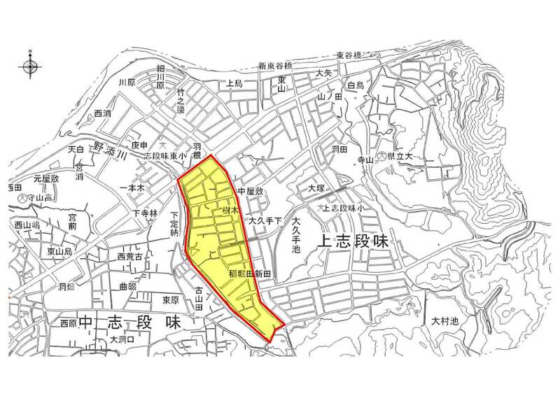上志段味(名古屋多治見線の南側で、上志段味の交差点を起点に南へ筧池(筧橋)に至る大通りの西側の地域)の画像