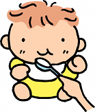 離乳食を食べているイラスト