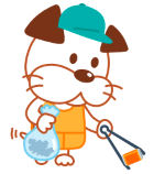 清掃するとみまつのイラスト