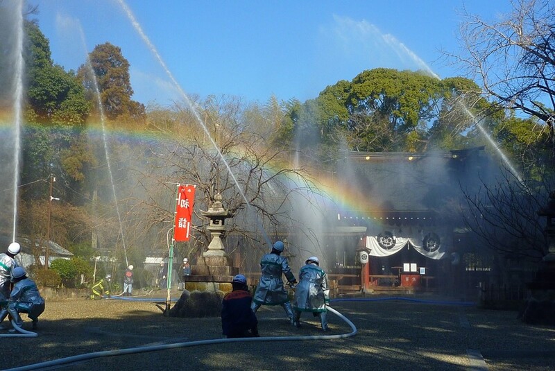 文化財防火デーにかかる訓練の様子