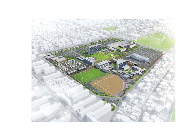 令和7年2月変更第20回アジア競技大会選手村後利用事業に係る基本計画の変更についての全体像イメージパース