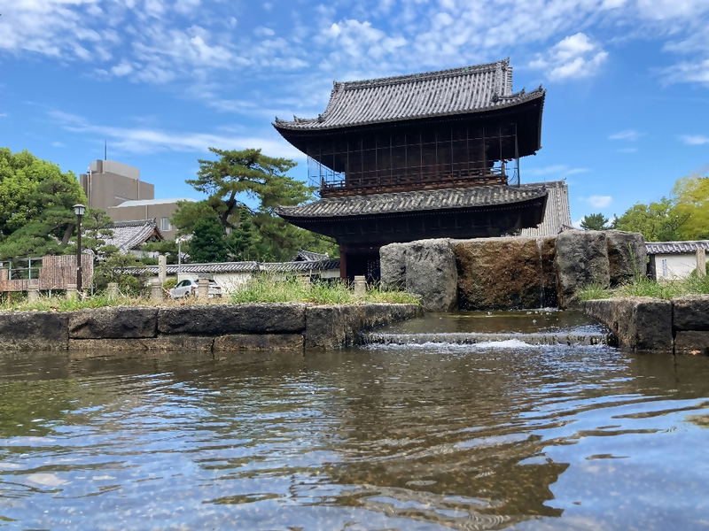 建中寺公園から見た門