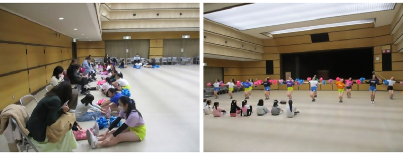 練習前の交流・イーグルスのパフォーマンス披露