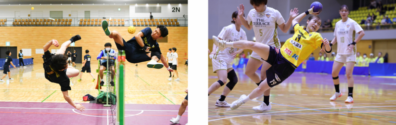 セパタクローおよびハンドボールの競技写真