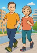 ウォーキングする男女のイラスト