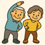 体操するご夫婦のイラスト