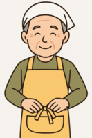 エプロンと三角巾をつけた男性のイラスト