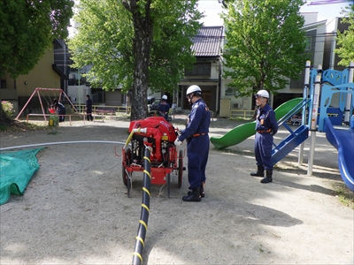写真:ポンプ訓練