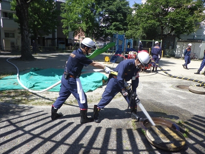 写真:ポンプ訓練
