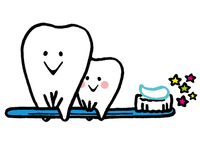 歯ブラシに乗った親子の歯