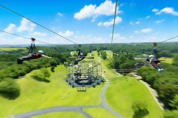 写真：アズワンワンダースクール自然体験教室でアスレチック体験をする子どもたち