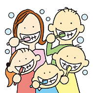 イラスト：家族で歯みがき