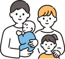 お母さんと話をする男の子のイラスト