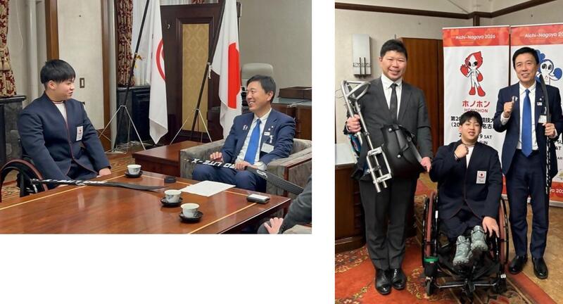 河原優星選手の表敬訪問の様子