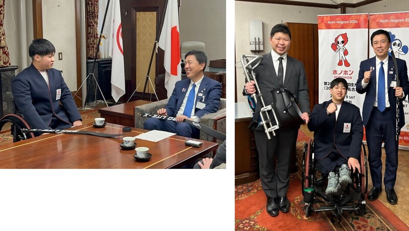 河原優星選手の表敬訪問の様子