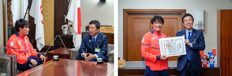 小栗大地選手の表敬訪問の様子