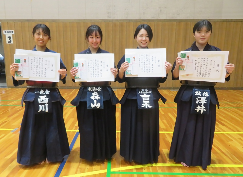 写真：一般女子の部(高校生を含む。五段以下)の入賞者
