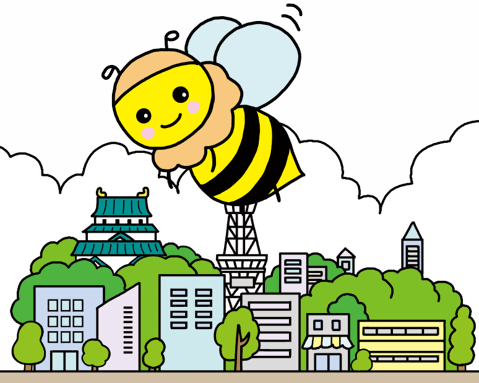 名古屋のまちと養蜂のイメージイラスト
