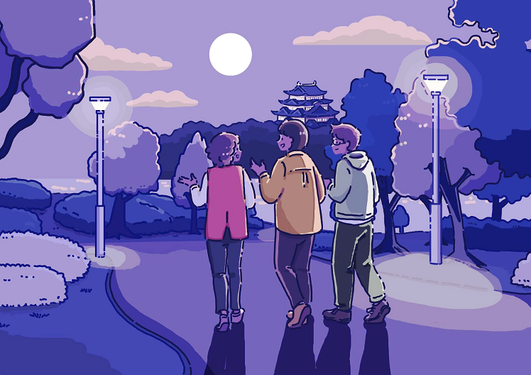 夜さんぽのイラスト