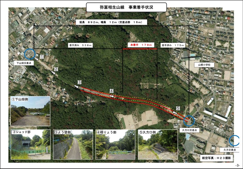 弥富相生山線の事業着手状況を示すスライド